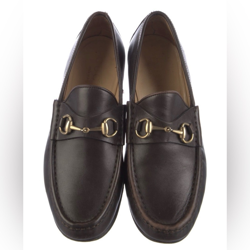 Gucci Men's Horsebit Loafers Brown Leather Size 10.5 US - Picture 3 of 5